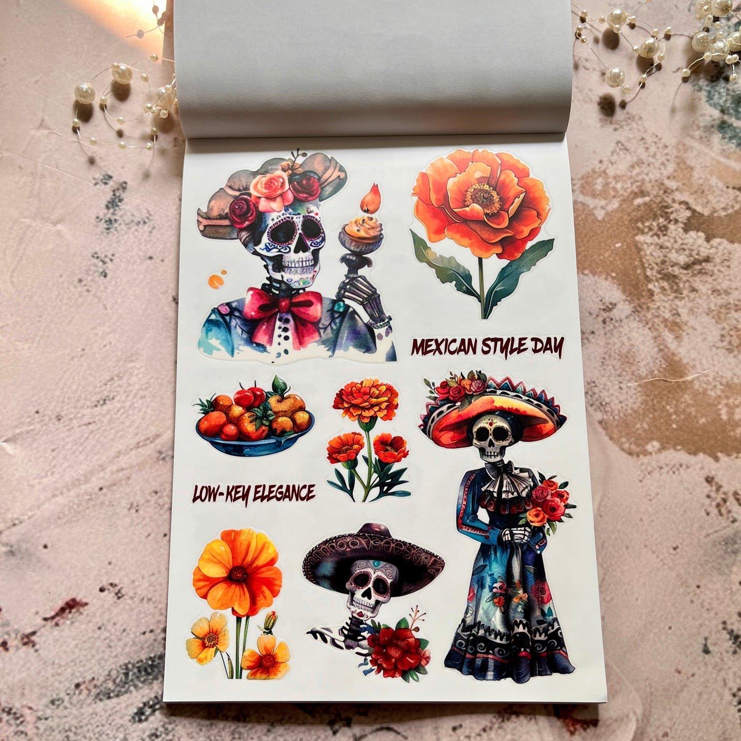 20 Sheets Dance of the Dead Ghost Retro Journal Sticker Book