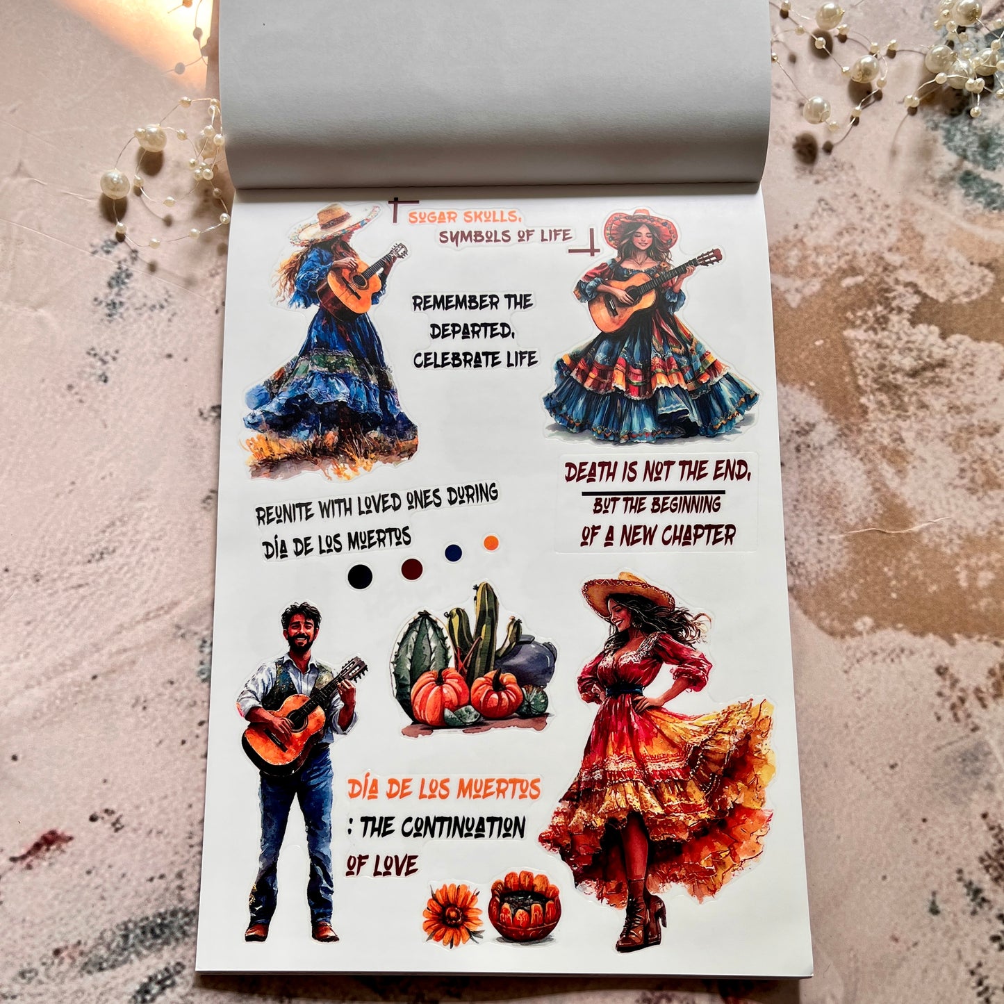 20 Sheets Dance of the Dead Ghost Retro Journal Sticker Book