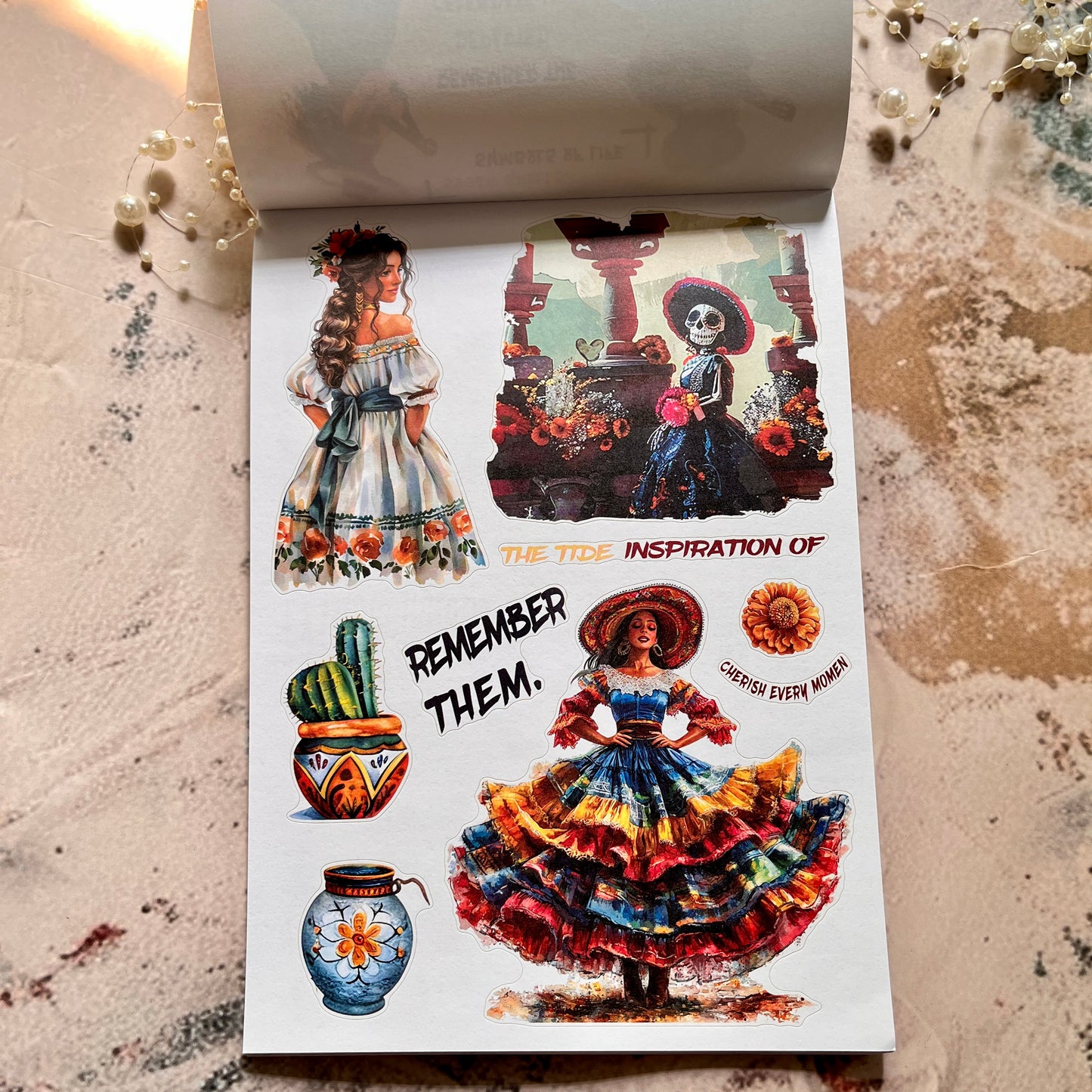 20 Sheets Dance of the Dead Ghost Retro Journal Sticker Book