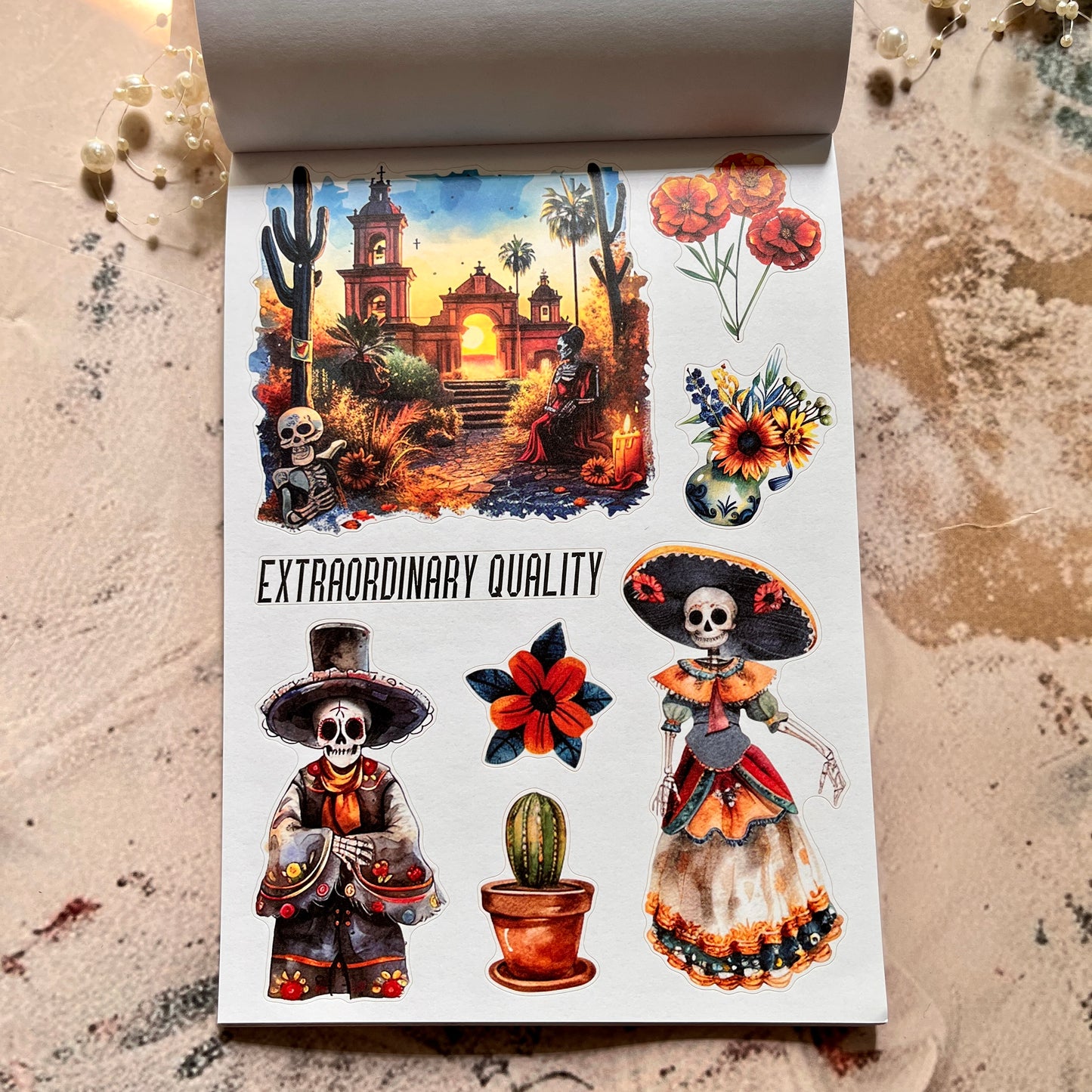 20 Sheets Dance of the Dead Ghost Retro Journal Sticker Book