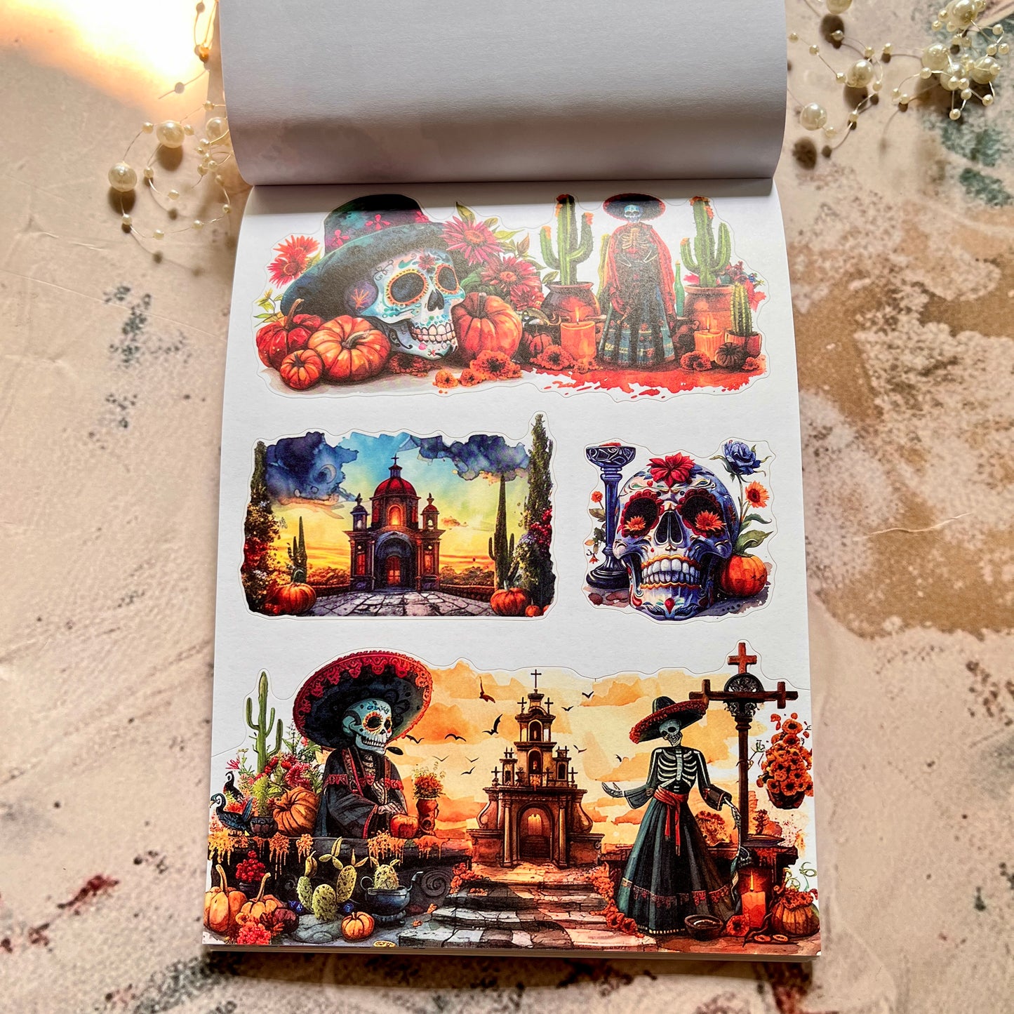 20 Sheets Dance of the Dead Ghost Retro Journal Sticker Book