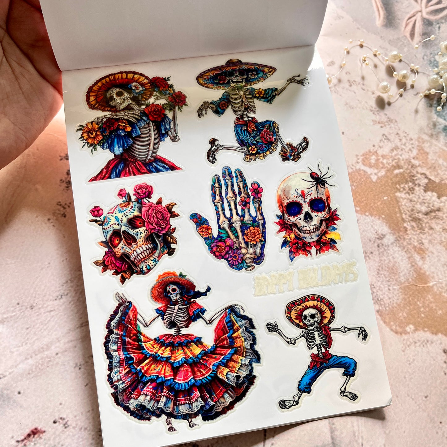 20 Sheets Dance of the Dead Ghost Retro Journal Sticker Book