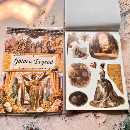 20 Sheets Golden Legend Vintage Retro Character Sticker Book