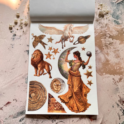 20 Sheets Golden Legend Vintage Retro Character Sticker Book