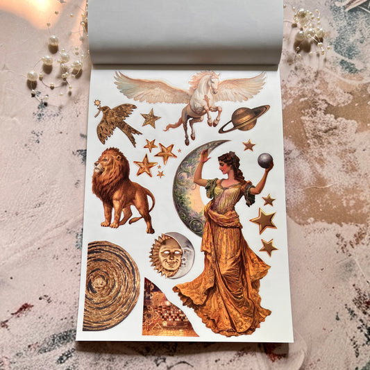 20 Sheets Golden Legend Vintage Retro Character Sticker Book