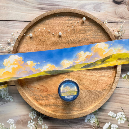 1 Roll Clear Yellow and Blue Sky and Mountain Field Pet Tape For Scrapbooking