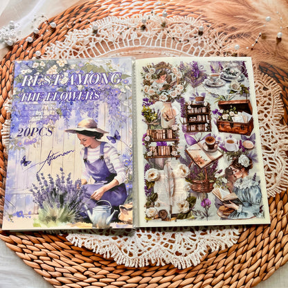 20 Sheets Memory Time series Vintage Plant Flower Character Landscape Sticker Book