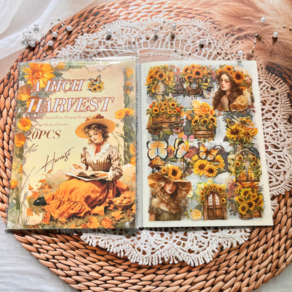 20 Sheets Memory Time series Vintage Plant Flower Character Landscape Sticker Book