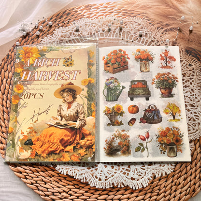 20 Sheets Memory Time series Vintage Plant Flower Character Landscape Sticker Book