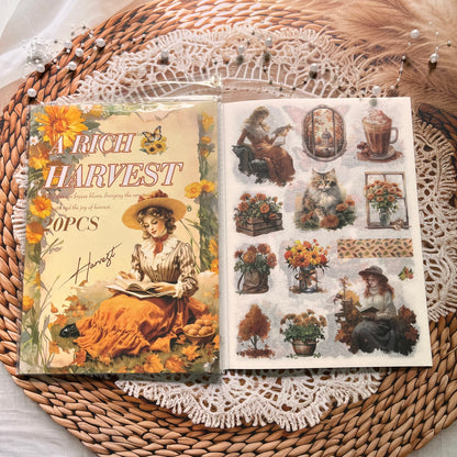 20 Sheets Memory Time series Vintage Plant Flower Character Landscape Sticker Book