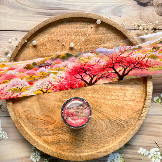 1 Roll Spring Mountain Cherry Blossom Stream Pet Tape For Scrapbooking