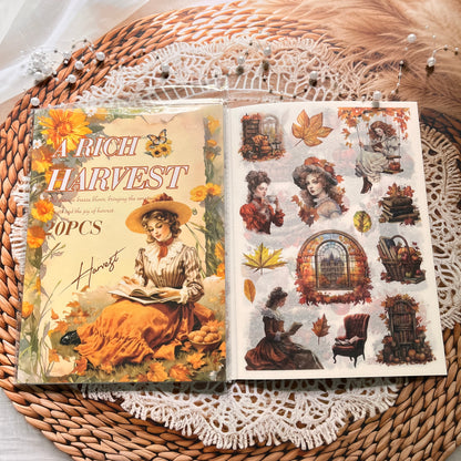 20 Sheets Memory Time series Vintage Plant Flower Character Landscape Sticker Book