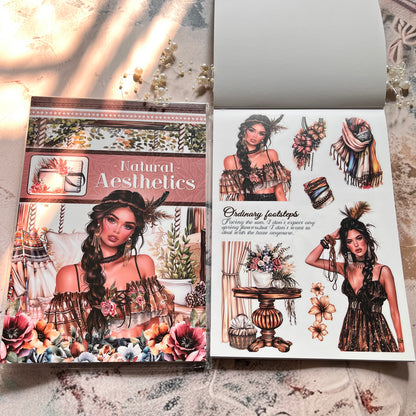 20 Sheets Natural Aesthetics Retro Journal Sticker Book