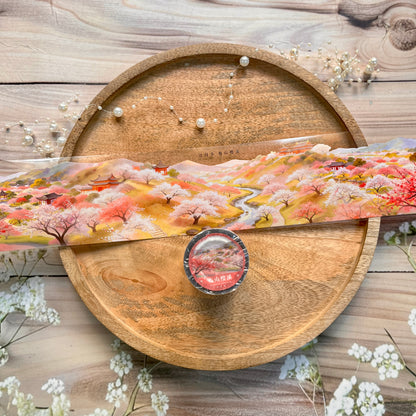 1 Roll Spring Mountain Cherry Blossom Stream Pet Tape For Scrapbooking