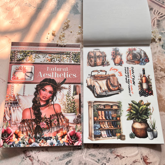 20 Sheets Natural Aesthetics Retro Journal Sticker Book