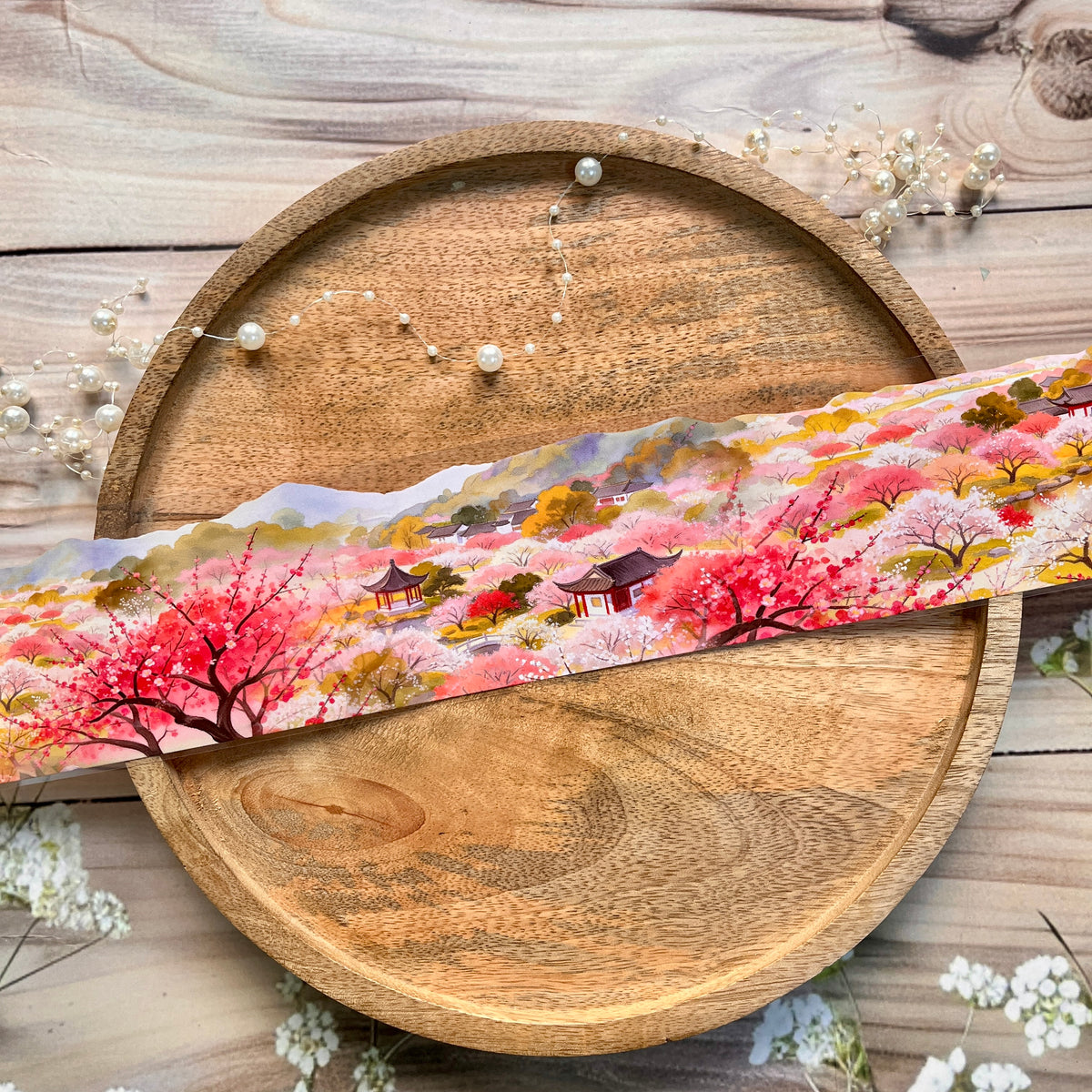1 Roll Spring Mountain Cherry Blossom Stream Pet Tape For Scrapbooking