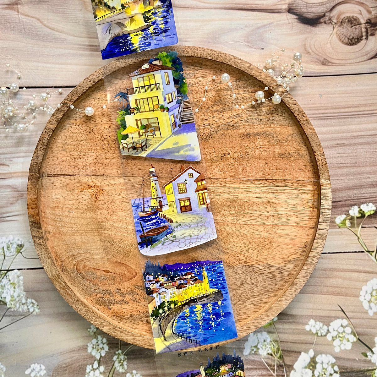 1 Roll Light Coast Night City Pet Tape For Scrapbooking
