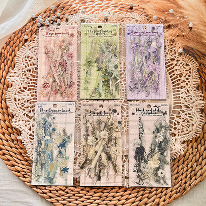20pcs Paper Between the Handmade Room Series Collage Lace Decorative Stickers