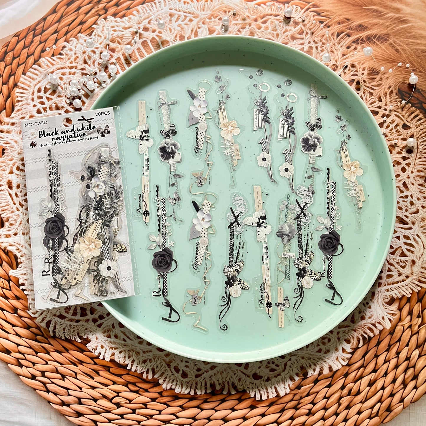 20pcs Paper Between the Handmade Room Series Collage Lace Decorative Stickers
