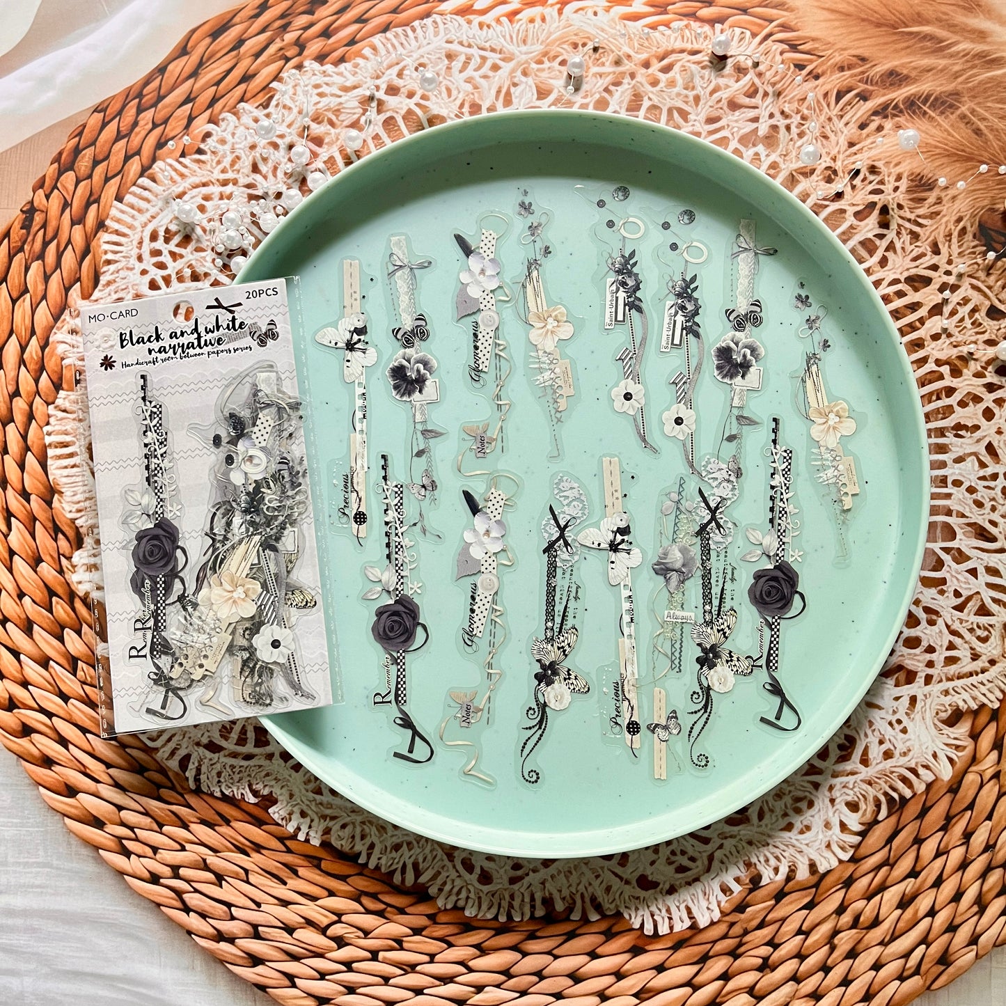 20pcs Paper Between the Handmade Room Series Collage Lace Decorative Stickers