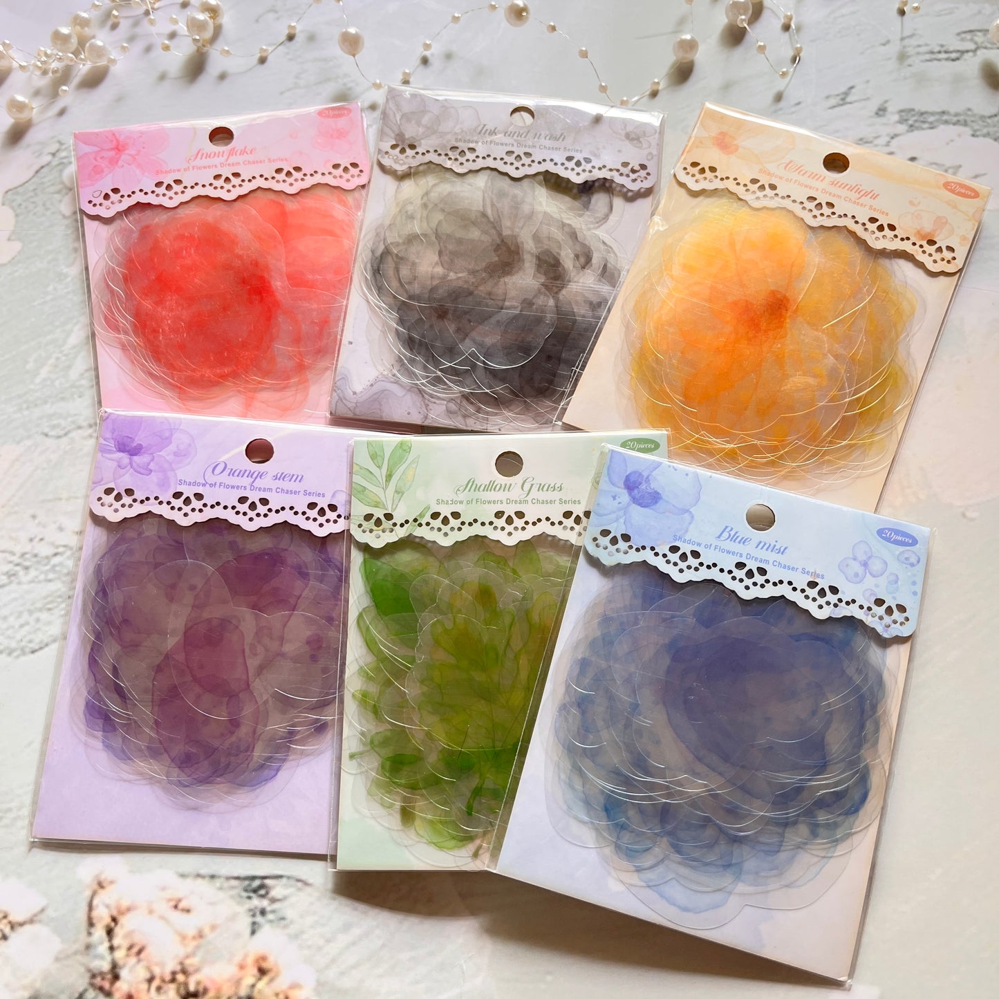 20 pcs Flower Shadow Dream Catcher Series Watercolor Sticker Pack