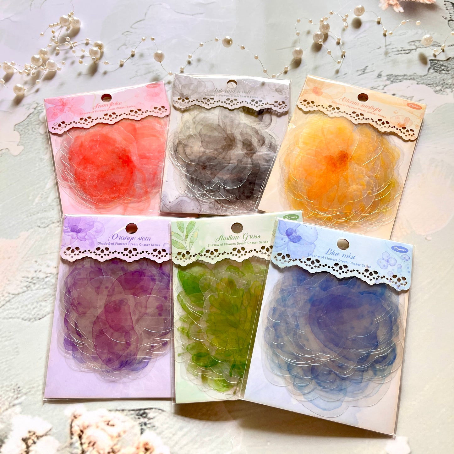 20 pcs Flower Shadow Dream Catcher Series Watercolor Sticker Pack