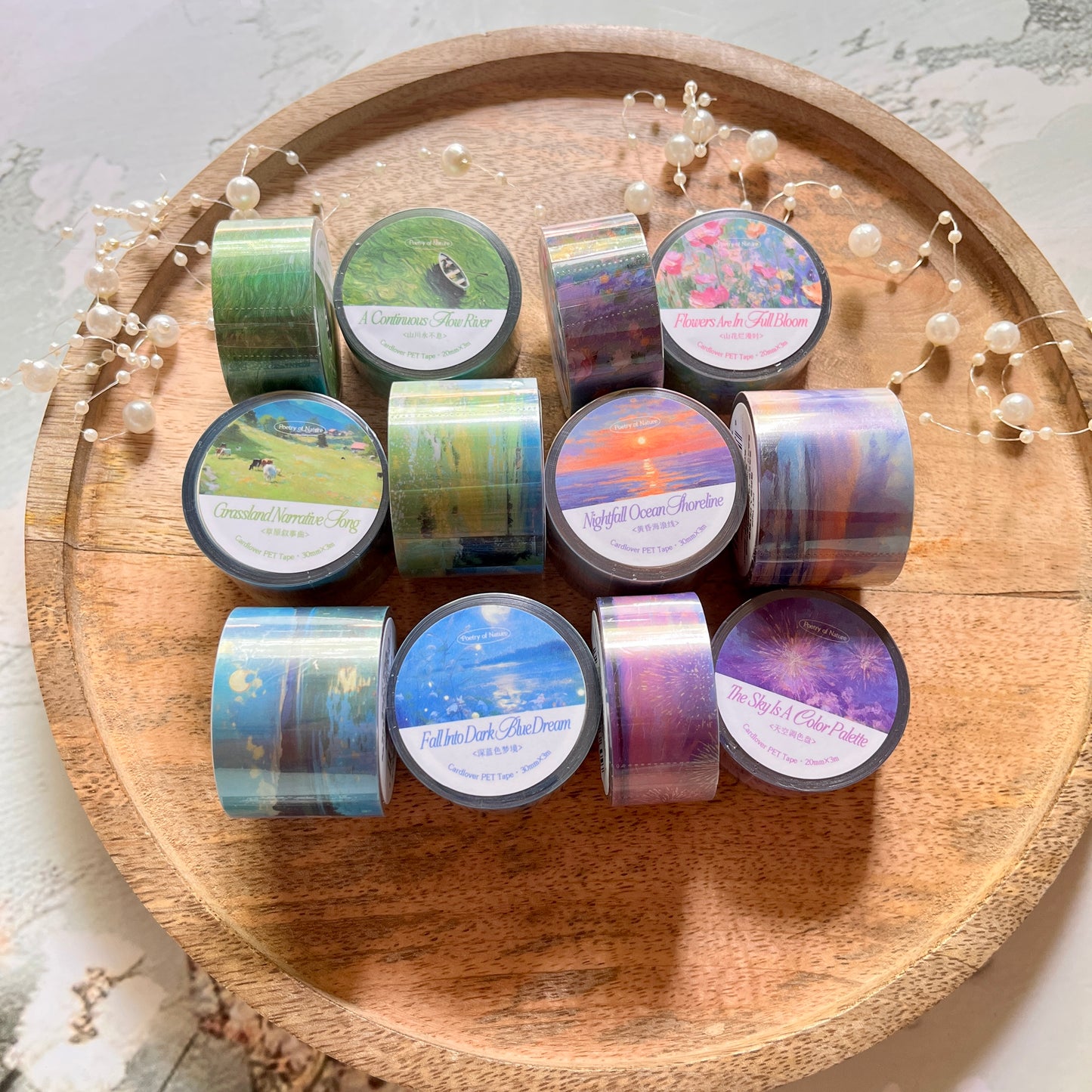 1 Roll Nature Poem Light Vintage Oil Painting Series PET Landscaping Tape