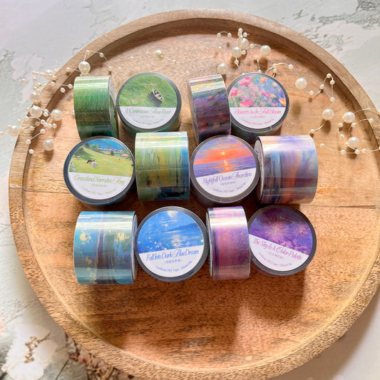 1 Roll Nature Poem Light Vintage Oil Painting Series PET Landscaping Tape