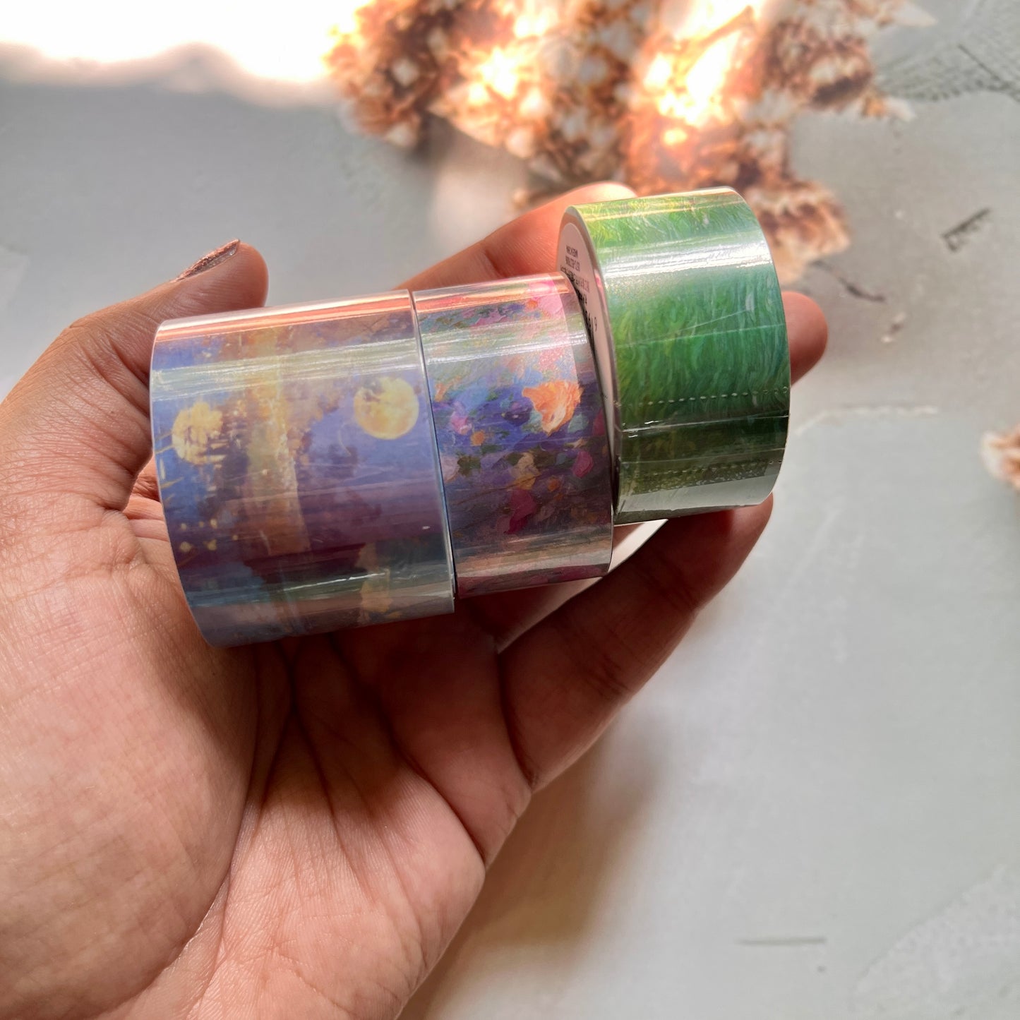 1 Roll Nature Poem Light Vintage Oil Painting Series PET Landscaping Tape