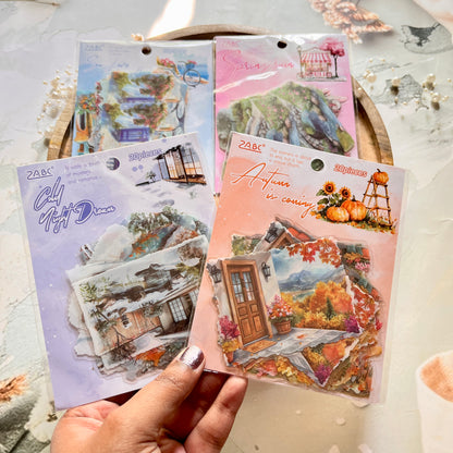 20 Pcs Four Seasons String Song Landscape PET Stickers for Journaling