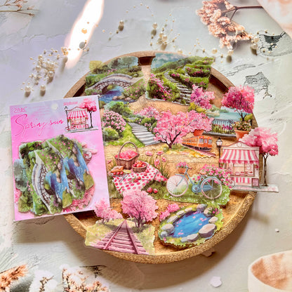 20 Pcs Four Seasons String Song Landscape PET Stickers for Journaling