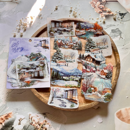 20 Pcs Four Seasons String Song Landscape PET Stickers for Journaling