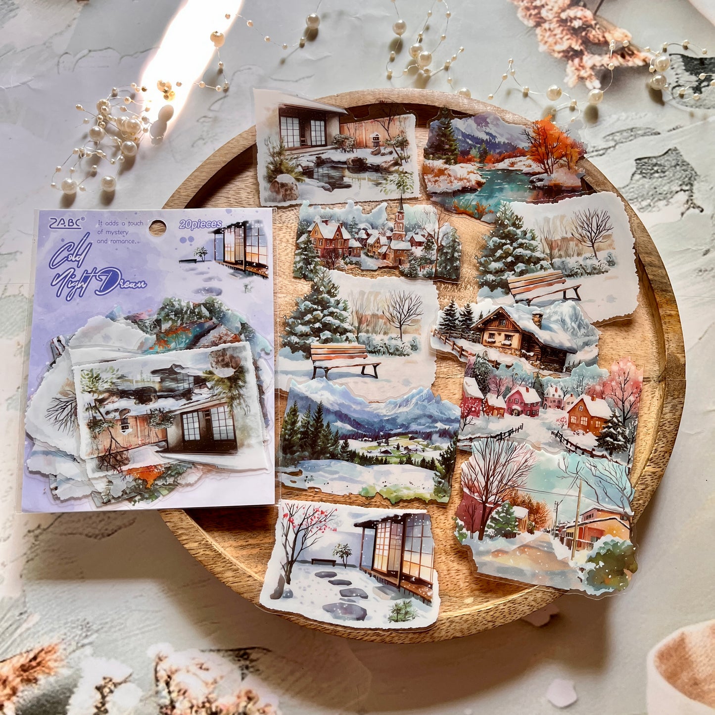 20 Pcs Four Seasons String Song Landscape PET Stickers for Journaling