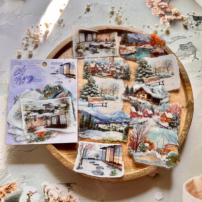 20 Pcs Four Seasons String Song Landscape PET Stickers for Journaling