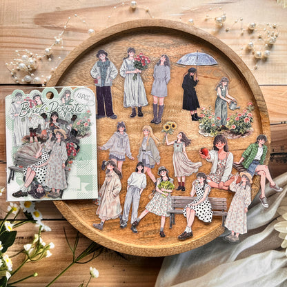 15 Pcs A Moment in Daily Life Series Cute Character Stickers for Journaling