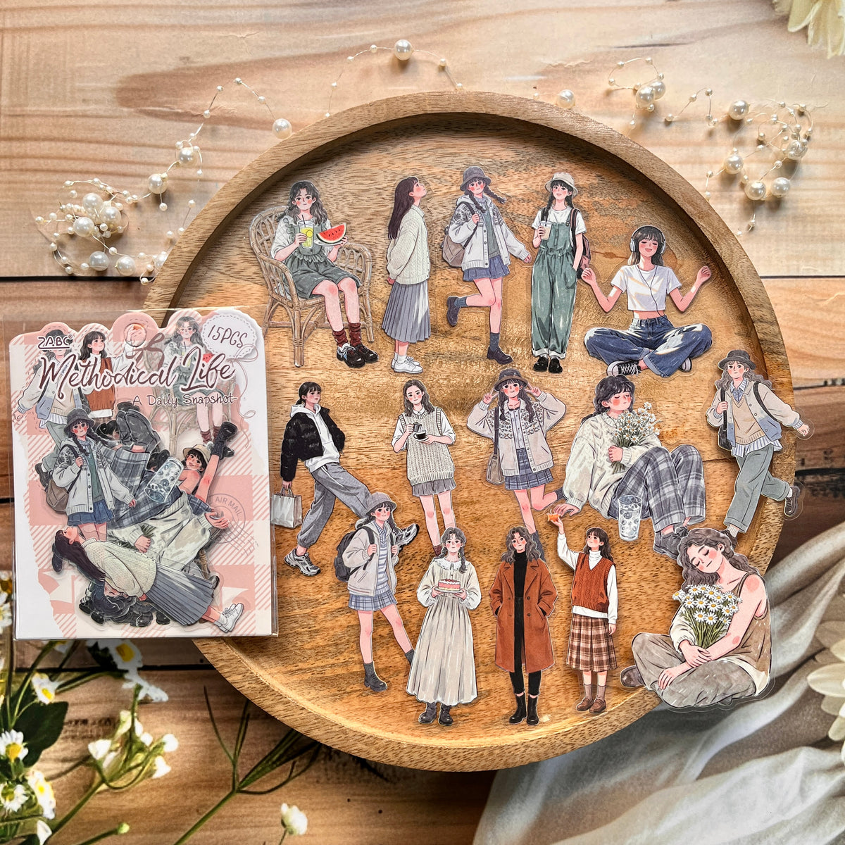 15 Pcs A Moment in Daily Life Series Cute Character Stickers for Journaling
