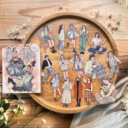 15 Pcs A Moment in Daily Life Series Cute Character Stickers for Journaling