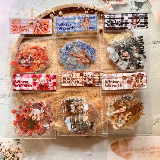 16 Pcs Winter Warmth Series Winter Girls Character Theme Stickers