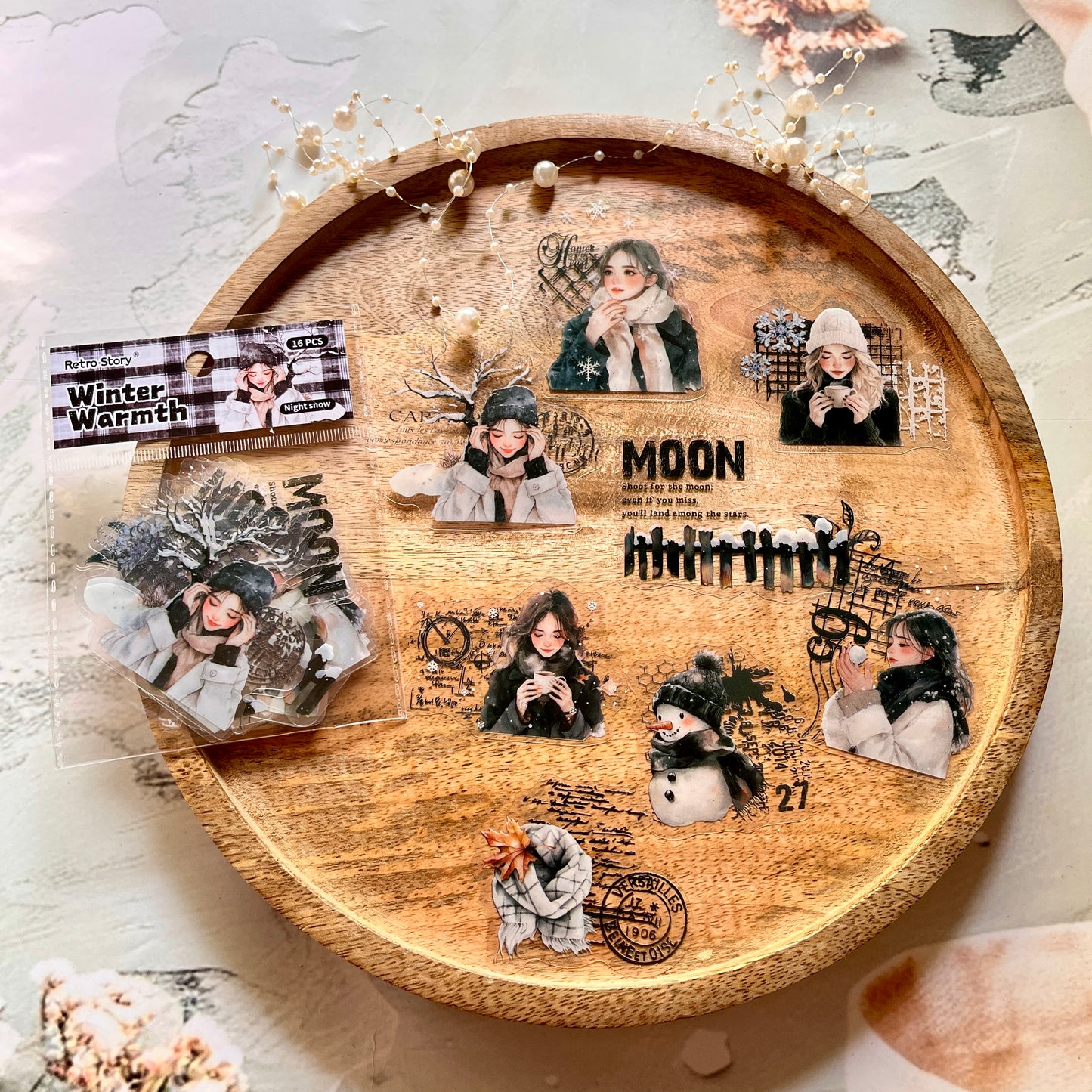 16 Pcs Winter Warmth Series Winter Girls Character Theme Stickers