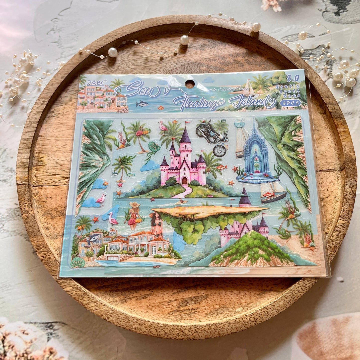 3 Sheets Gentle South Shore Creative Scenery 3D Stickers