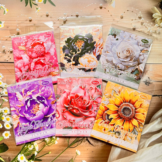 10 Pcs vintage flower stickers with blooming vines PET stickers