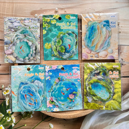20 Pcs Clear Pond Reflecting Carp Series Pond-themed Journaling Stickers