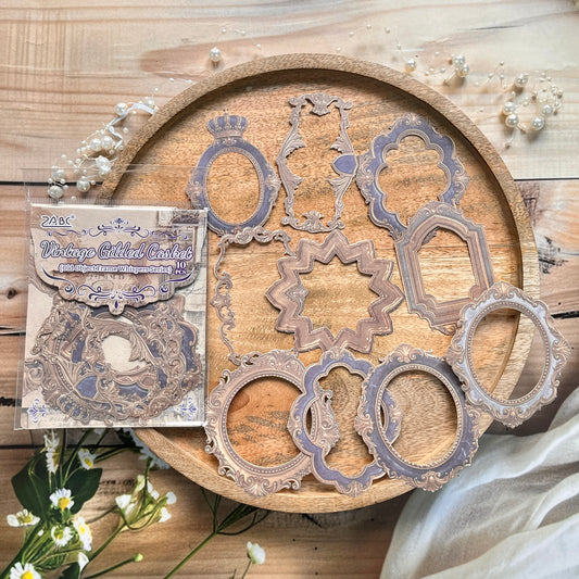 10 Pcs Vintage Frames Series Retro Journaling Stickers