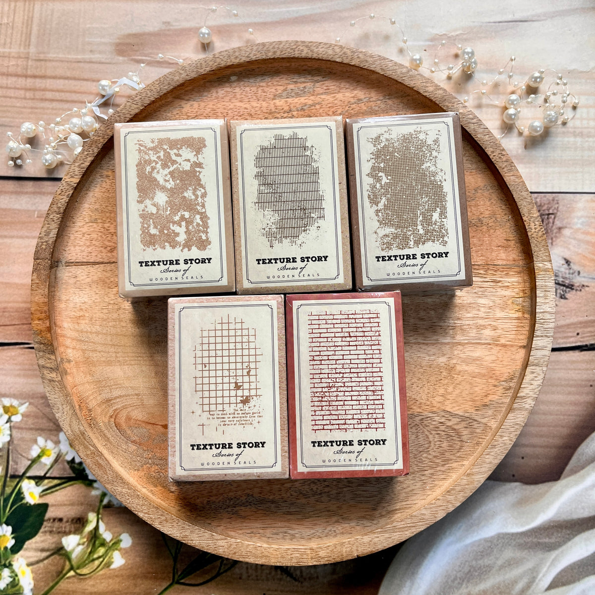 1 Pc Stamp Texture Tales Series Wooden Stamp for Journaling