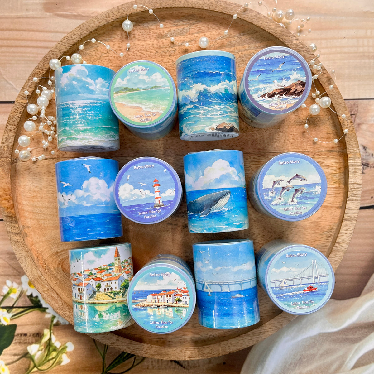 1 Roll Letters From The Coast Series Scenery-Themed Journal Decorative Tape