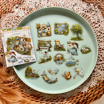 15 Pcs Life Observation Diary Series Vintage Plant Character pet sticker