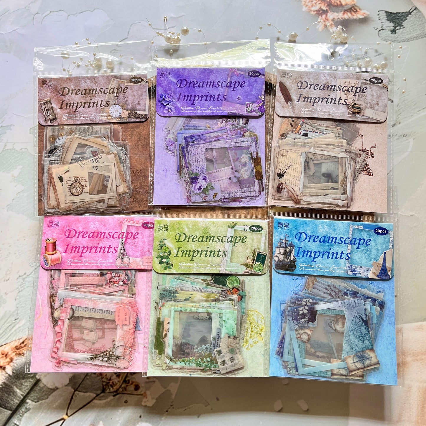 20 Pcs Retro Floating Life Imprints Series Border Stickers