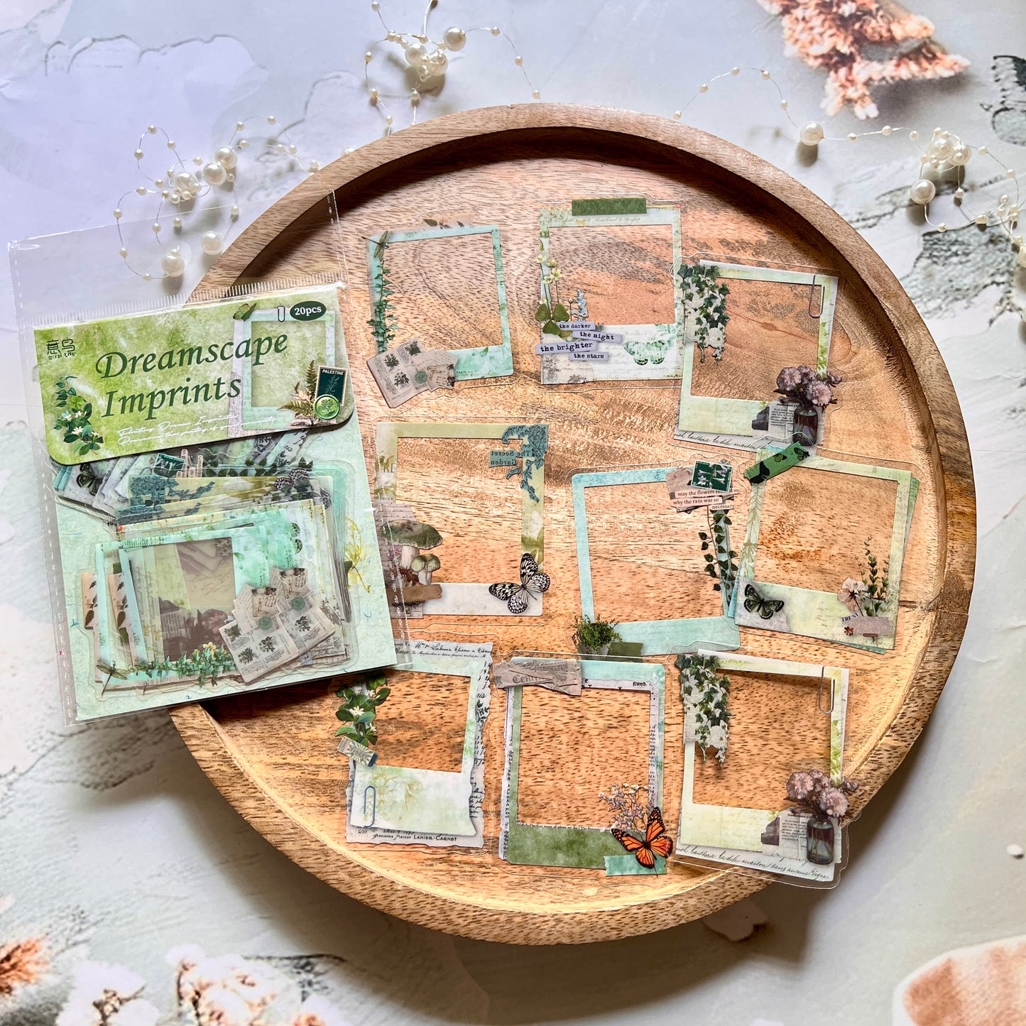 20 Pcs Retro Floating Life Imprints Series Border Stickers