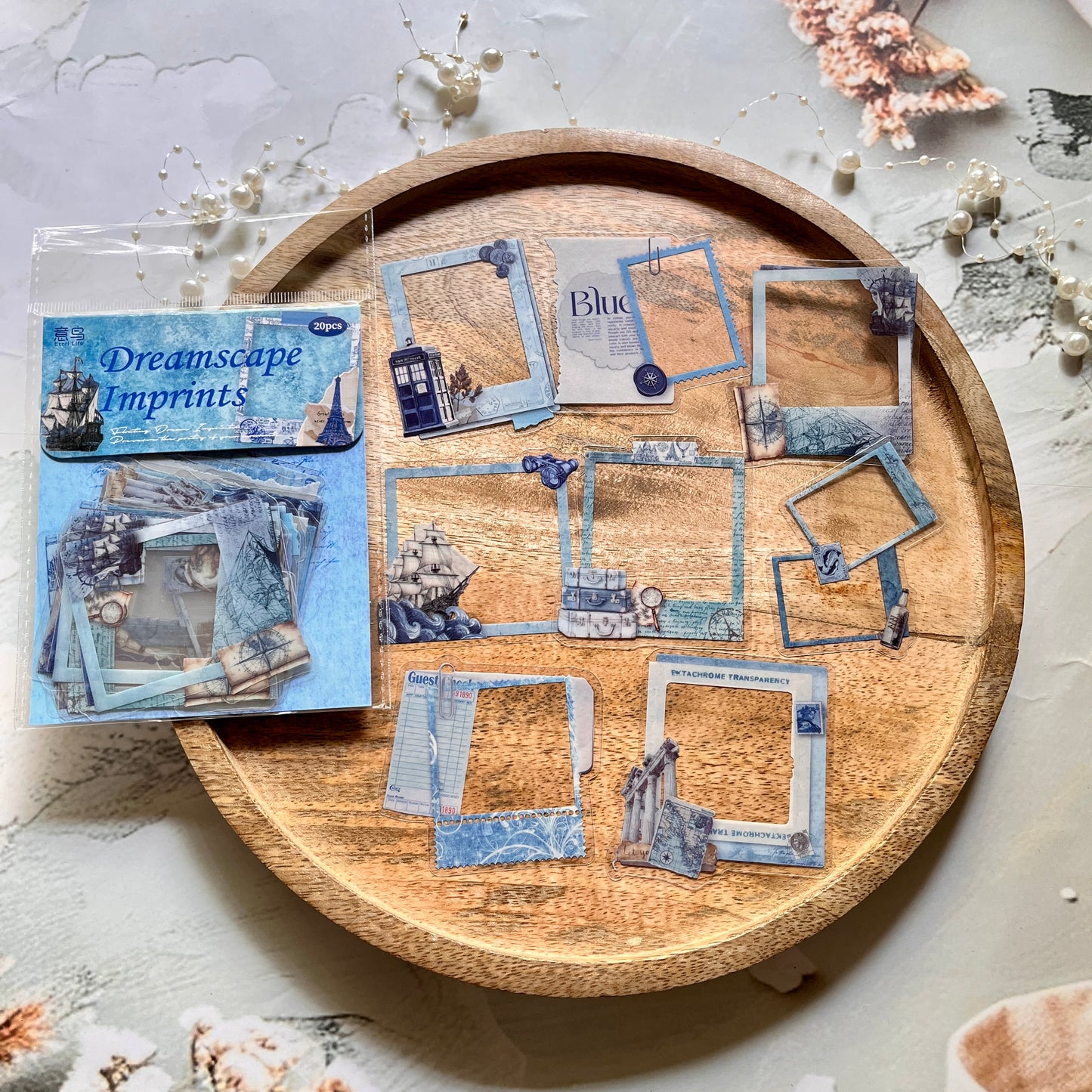 20 Pcs Retro Floating Life Imprints Series Border Stickers