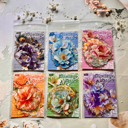 20 Pcs Multi Size Golden Flower Language Series Floral Stickers